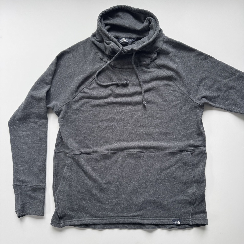 THE NORTH FACE‎ Cowl Neck Pullover Sweatshirt Womens Small Gray Kangaroo Pocket